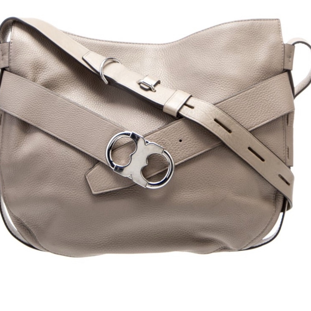 Tory Burch Gemini Link Leather Hobo – Light Taupe